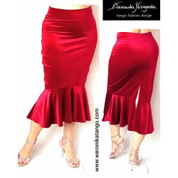 Velvet skirt with the ruffle